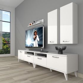 Decoraktiv Eko 5200D Mdf Retro Parlak Beyaz Tv Sehpa Ünitesi