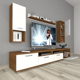 Decoraktiv Eko 5200DA Mdf Beyaz Ceviz Tv Sehpa Ünitesi