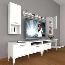 Decoraktiv Eko 5200DA Slm Silver Parlak Beyaz Tv Sehpa Ünitesi