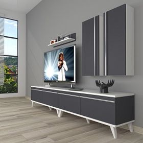 Decoraktiv Eko 5200T Mdf Retro Beyaz Antrasit Tv Sehpa Ünitesi