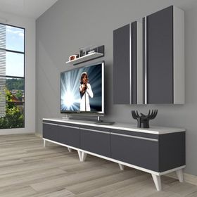 Decoraktiv Eko 5200T Mdf Retro Beyaz Antrasit Tv Sehpa Ünitesi