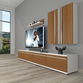 Decoraktiv Eko 5200T Mdf Rustik 200x40x40 cm Beyaz Ceviz Tv Ünitesi