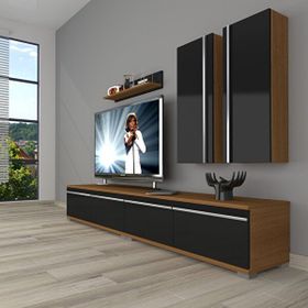 Decoraktiv Eko 5200T Mdf Rustik 200x40x40 cm Ceviz Siyah Tv Ünitesi