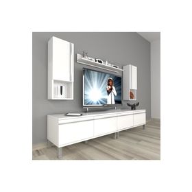 Decoraktiv Eko 5200TA Mdf Krom Ayaklı 200x40x48 cm Beyaz Antrasit Tv Ünitesi