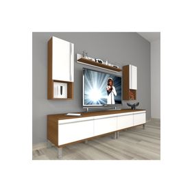 Decoraktiv Eko 5200TA Mdf Krom Ayaklı 200x40x48 cm Ceviz Beyaz Tv Ünitesi