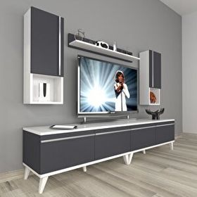 Decoraktiv Eko 5200TA Mdf Retro 200x40x48 cm Beyaz Antrasit Tv Ünitesi