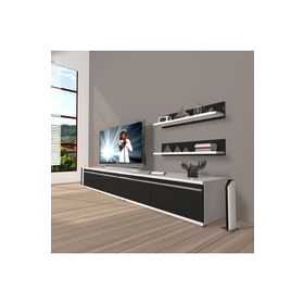 Decoraktiv Eko 5200TA Mdf Tv Ünitesi 200x40x40 cm Beyaz Siyah Tv Ünitesi