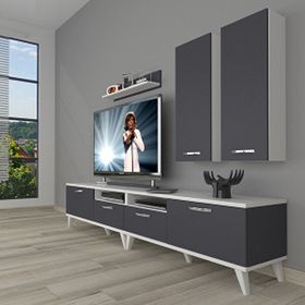 Decoraktiv Eko 5220D Mdf Retro Beyaz Antrasit Tv Sehpa Ünitesi
