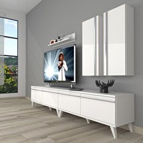 Decoraktiv Eko 5220T Mdf Retro Parlak Beyaz Tv Sehpa Ünitesi