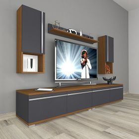 Decoraktiv Eko 5220TA Mdf Ceviz Antrasit Tv Sehpa Ünitesi