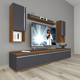Decoraktiv Eko 5220TA Mdf Ceviz Antrasit Tv Sehpa Ünitesi