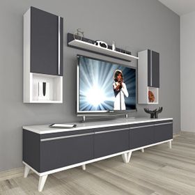 Decoraktiv Eko 5220TA Mdf Retro Beyaz Antrasit Tv Sehpa Ünitesi