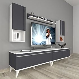 Decoraktiv Eko 5220TA Mdf Retro Beyaz Antrasit Tv Sehpa Ünitesi