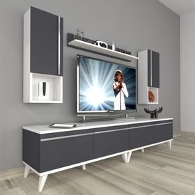 Decoraktiv Eko 5220TA Mdf Retro Beyaz Antrasit Tv Sehpa Ünitesi