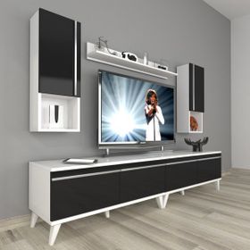 Decoraktiv Eko 5220TA Mdf Retro Beyaz Siyah Tv Sehpa Ünitesi