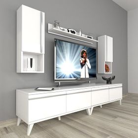 Decoraktiv Eko 5220TA Mdf Retro Parlak Beyaz Tv Sehpa Ünitesi