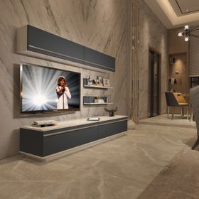 Decoraktiv EKO 5B Mdf Std Beyaz Antrasit Tv Ünitesi