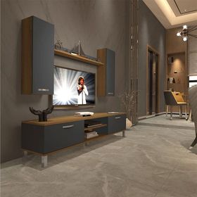 Decoraktiv EKO 5D Mdf Dvd Pera Antrasit Krom Ayaklı Tv Ünitesi