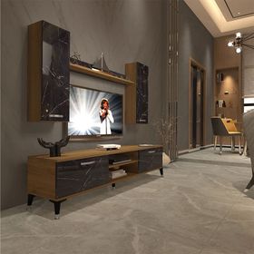Decoraktiv EKO 5D Mdf Dvd Pera Siyah Mermer Silver Tv Ünitesi
