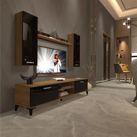 Decoraktiv EKO 5D Mdf Dvd Pera Siyah Silver Tv Ünitesi