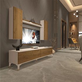 Decoraktiv EKO 5D Mdf Std Pera Beyaz Gold Tv Ünitesi