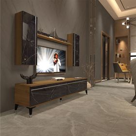 Decoraktiv EKO 5D Mdf Std Pera Siyah Mermer Silver Tv Ünitesi