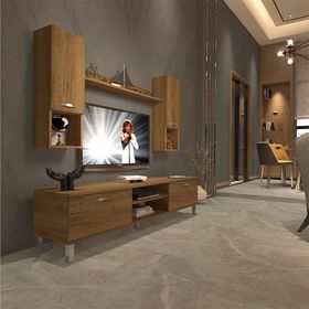 Decoraktiv EKO 5DA Mdf Dvd Naturel Pera Krom Ayaklı Tv Ünitesi