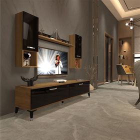 Decoraktiv EKO 5DA Mdf Std Pera Siyah Silver Tv Ünitesi
