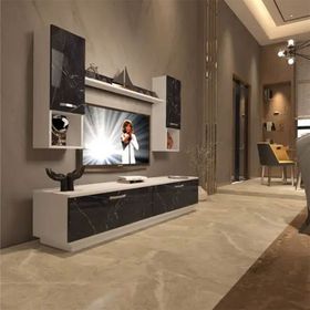 Decoraktiv EKO 5DAB Mdf Std Beyaz Siyah Mermer Tv Ünitesi
