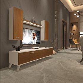 Decoraktiv EKO 5DB Slm Std Ceviz Beyaz Tv Ünitesi