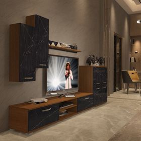 Decoraktiv Eko 6 Mdf Dvd Ceviz Siyah Mermer Tv Sehpa Ünitesi