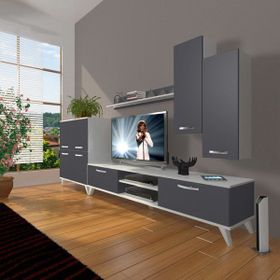 Decoraktiv Eko 6 Mdf Dvd Retro Beyaz Antrasit Tv Sehpa Ünitesi