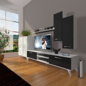 Decoraktiv Eko 6 SLM DVD Retro Beyaz Siyah Tv Ünitesi
