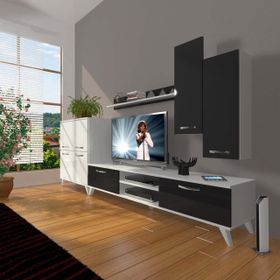Decoraktiv Eko 6 SLM DVD Retro Beyaz Siyah Tv Ünitesi