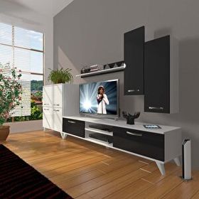 Decoraktiv Eko 6 SLM DVD Retro Beyaz Siyah Tv Ünitesi