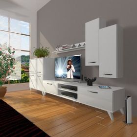 Decoraktiv Eko 6 SLM DVD Retro Parlak Beyaz Tv Ünitesi