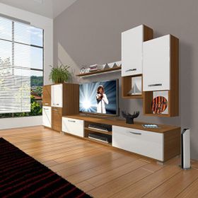 Decoraktiv Eko 6DA Mdf Dvd Beyaz Ceviz Tv Sehpa Ünitesi