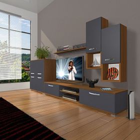 Decoraktiv Eko 6DA Mdf Dvd Ceviz Antrasit Tv Sehpa Ünitesi