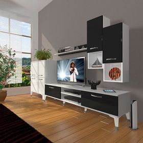 Decoraktiv Eko 6DA Mdf Dvd Silver Beyaz Siyah Tv Sehpa Ünitesi