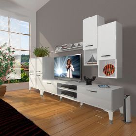 Decoraktiv Eko 6DA SLM DVD Silver Parlak Beyaz TV Ünitesi