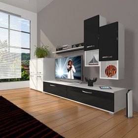 Decoraktiv Eko 6DA Slm Std Beyaz Siyah Tv Sehpa Ünitesi