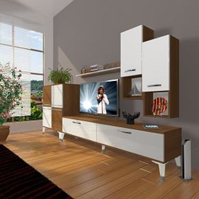 Decoraktiv Eko 6DA Slm Std Silver Ceviz Beyaz Tv Sehpa Ünitesi
