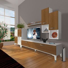 Decoraktiv Eko 6DA Slm Std Silver Ceviz Beyaz Tv Sehpa Ünitesi