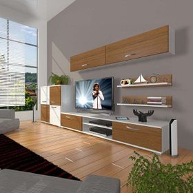 Decoraktiv Eko 6Y Slm Dvd Beyaz Ceviz Tv Sehpa Ünitesi