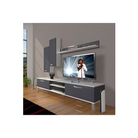 Decoraktiv Eko 7 MDF DVD Krom Ayaklı Beyaz Siyah Tv Ünitesi