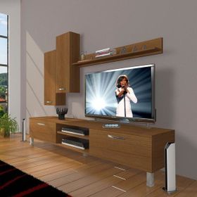 Decoraktiv Eko 7 MDF DVD Krom Ayaklı Naturel Ceviz Tv Ünitesi