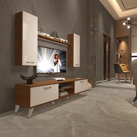 Decoraktiv Eko 7 Mdf Dvd Retro Beyaz Ceviz Tv Sehpa Ünitesi