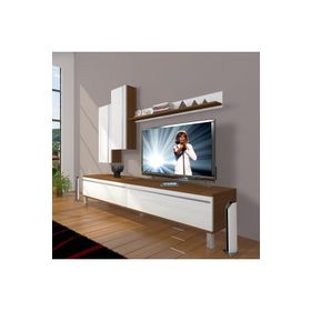 Decoraktiv Eko 7 MDF STD Krom Ayaklı Ceviz Beyaz Tv Ünitesi
