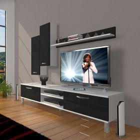 Decoraktiv Eko 7 SLM DVD Krom Ayaklı Beyaz Siyah Tv Ünitesi