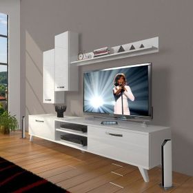 Decoraktiv Eko 7 Slm Dvd Retro Parlak Beyaz Tv Sehpa Ünitesi